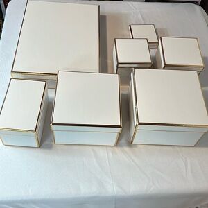7 White and Gold Storage Boxes